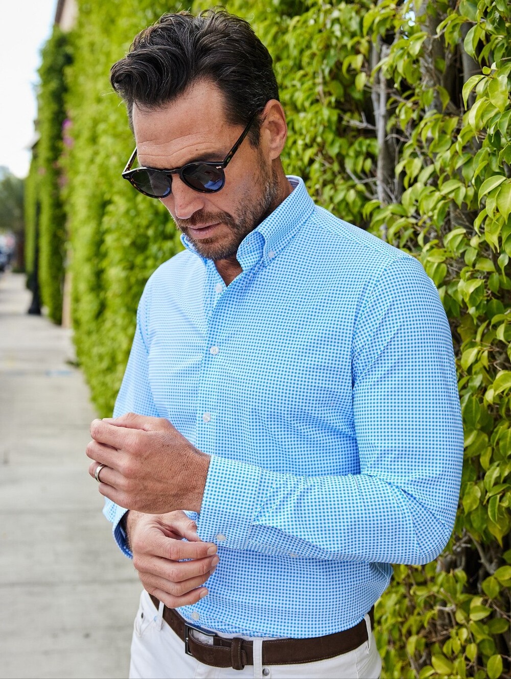 Collars & Co Men's Blue Gingham Button-Down Shirt NWT Size Small